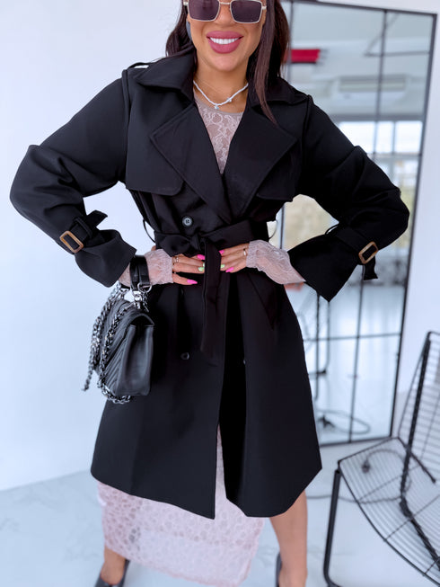 Extended trench coat "Spring season 6180" - black